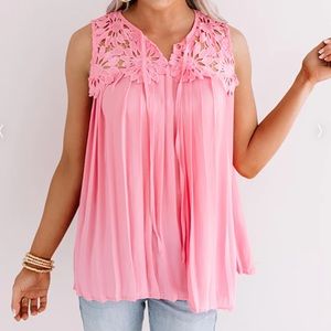 SHOP IMPRESSIONS pink lace top